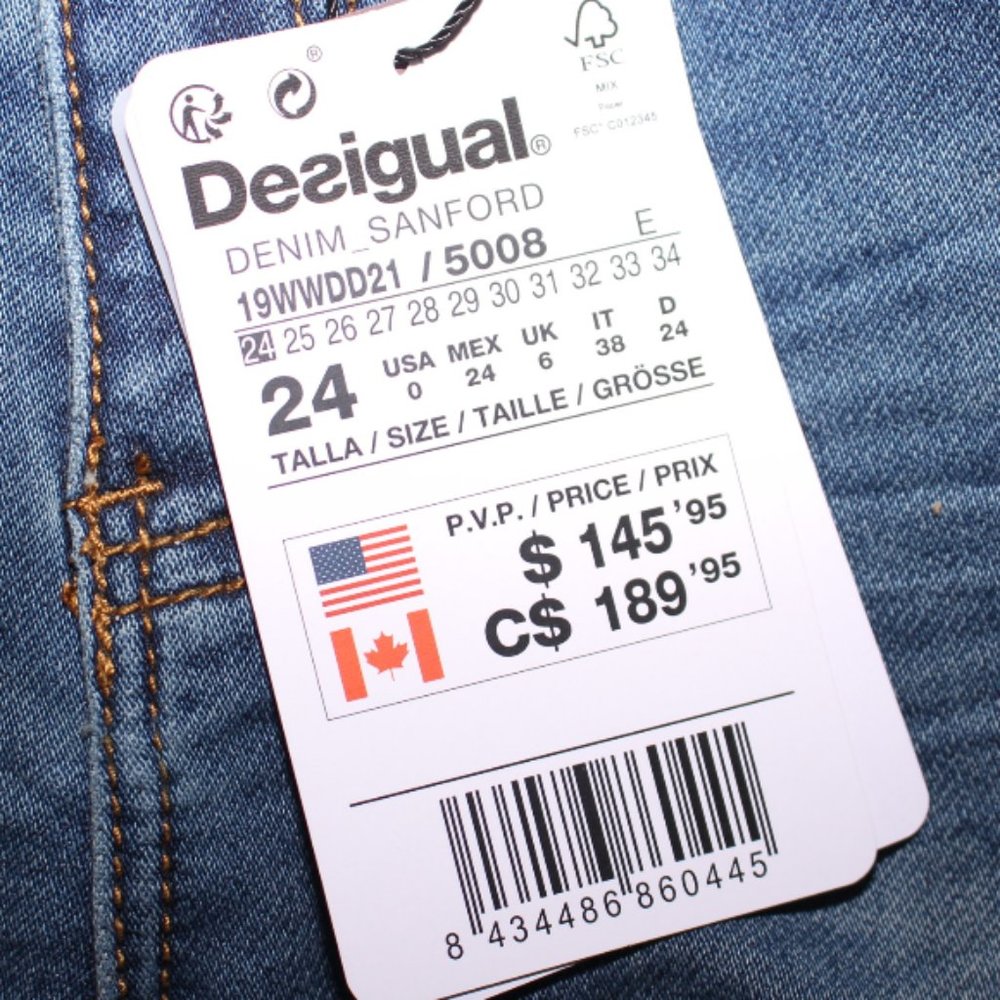 NWT Desigual Ankle Crop Embroidered Skinny Jeans Size 0 - Picture 9 of 11